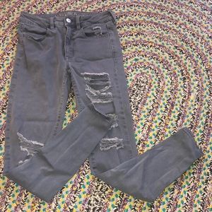 Gray Super Stretch Ripped Jeans